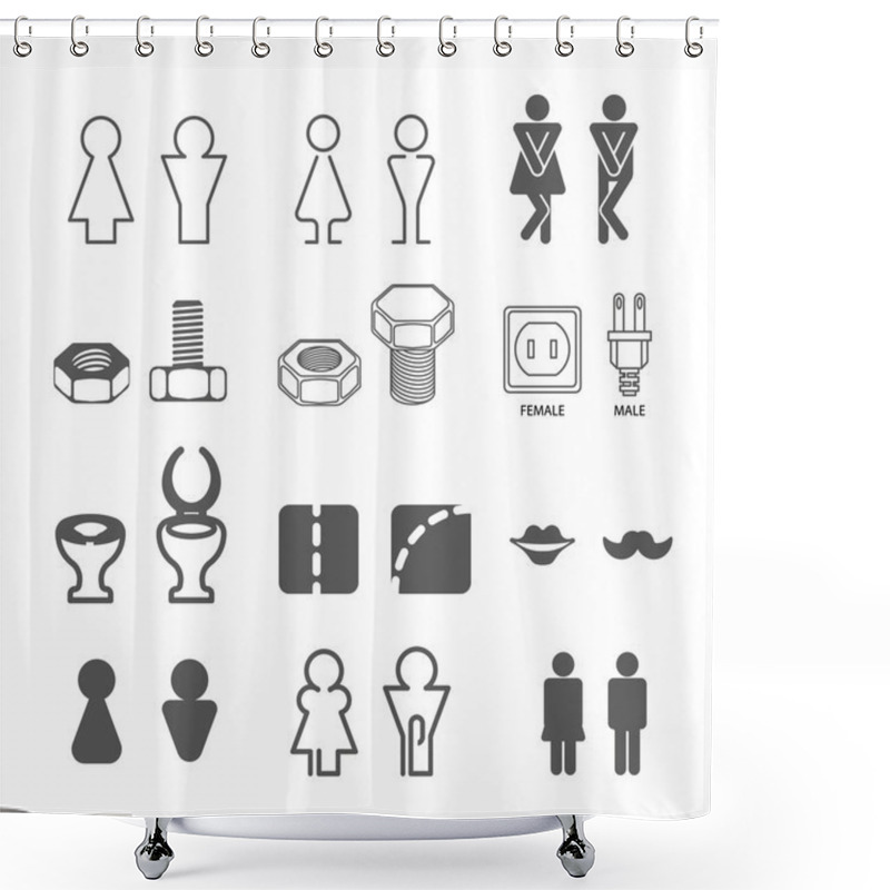 Personality  Male And Female Icons For Restroom Shower Curtains