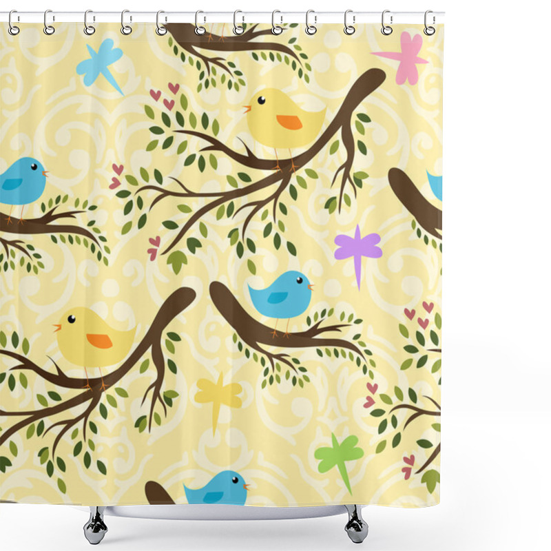 Personality  Pattern With Birdies Shower Curtains