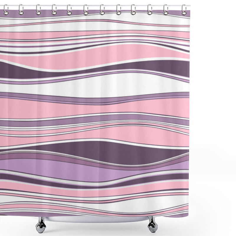 Personality  Abstract Seamless Pattern, Pink Vector Waves. Shower Curtains