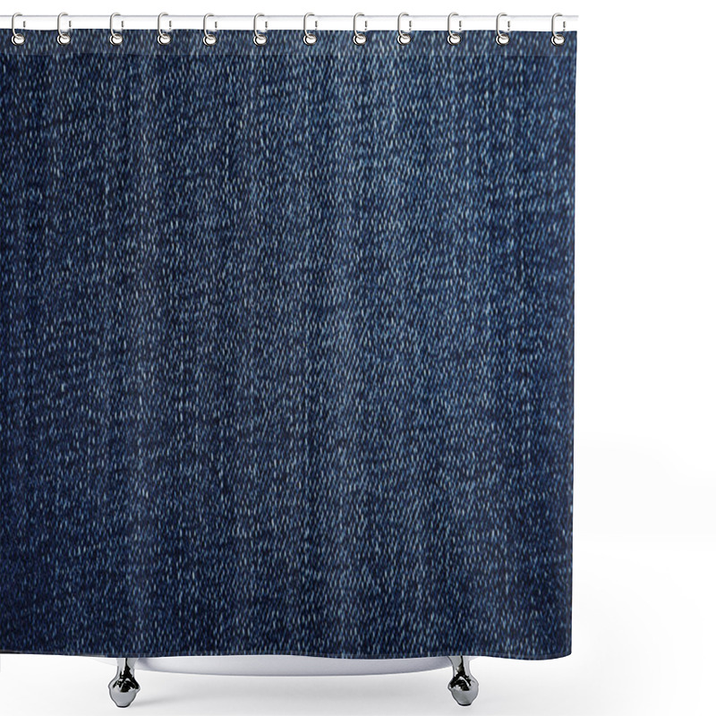 Personality  Texture Of Dark Blue Jeans As Background, Closeup Shower Curtains