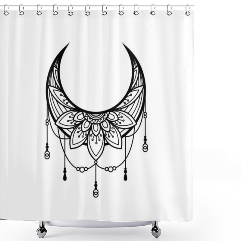 Personality  Crescent Moon Mandala Style, Moon Decoration Element Collection Shower Curtains