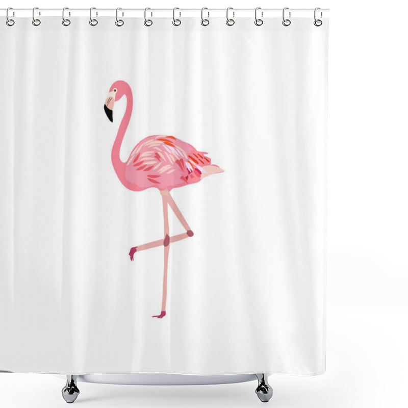 Personality  Pink Flamingo Vector Illustration Shower Curtains