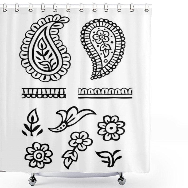 Personality  Paisley Floral Elements Set Shower Curtains