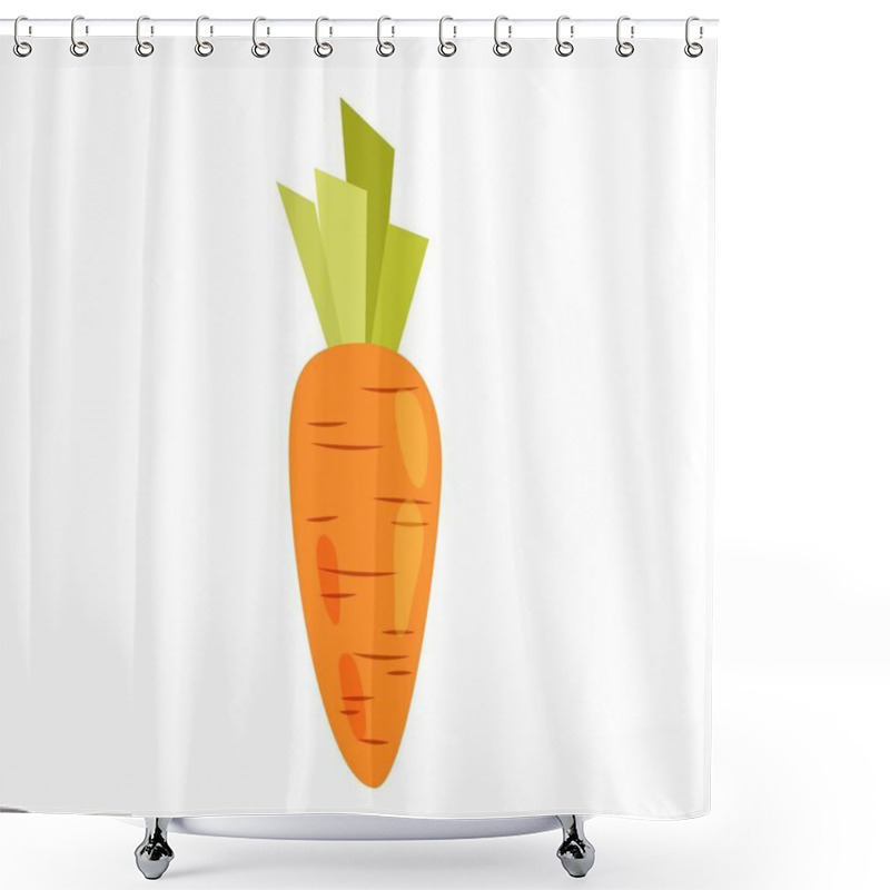 Personality  Flat Style Carrots. Orange Tuber And Leaf Of Fresh Raw Root Vegetable. Vegetarian Food. Cartoon Illustration Of Sweet Ripe Carrots. Shower Curtains