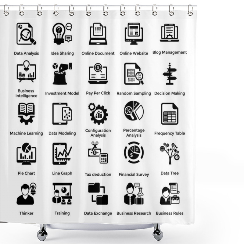 Personality  Set Of Business And Management Icons 5 Shower Curtains