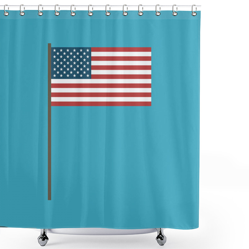 Personality  United States Flag Icon In Flat Design. Independence Day Or National Day Holiday Concept. Shower Curtains