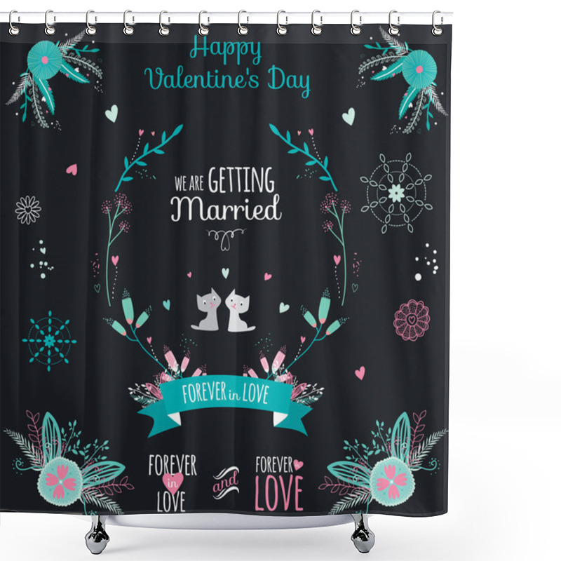 Personality  Collection With Greeting Labels Shower Curtains