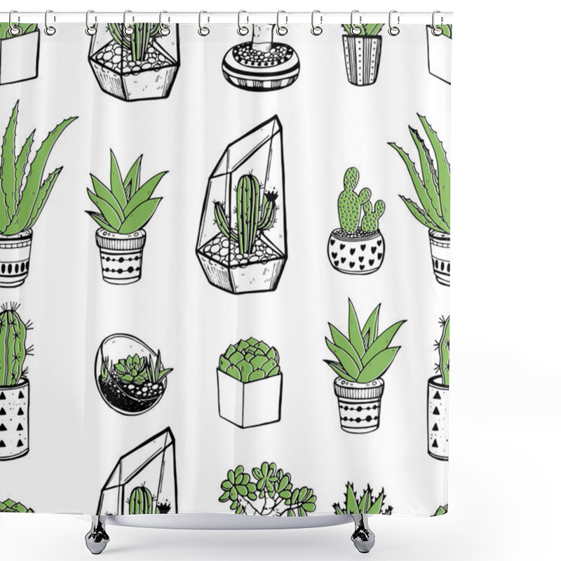 Personality   Pattern With Cacti And Succulents Shower Curtains