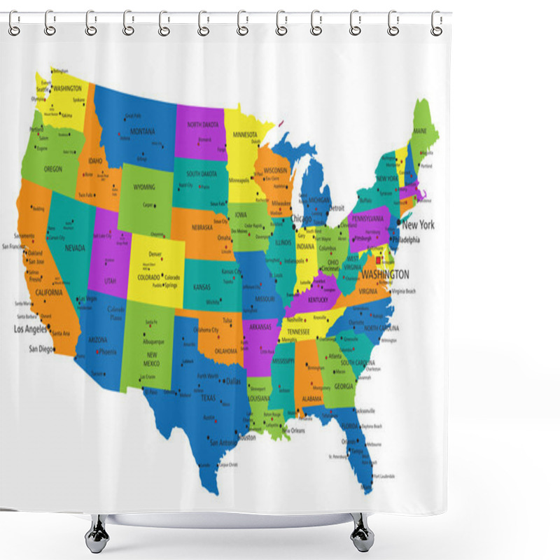 Personality  United States Of America Political Map Shower Curtains