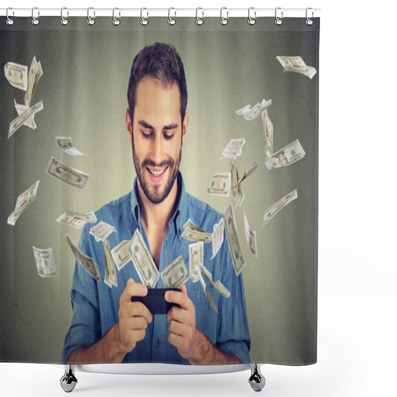 Personality  Technology Online Banking Money Transfer, E-commerce Concept. Shower Curtains