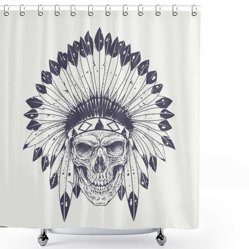 Personality  Dotwork Skull Art Shower Curtains