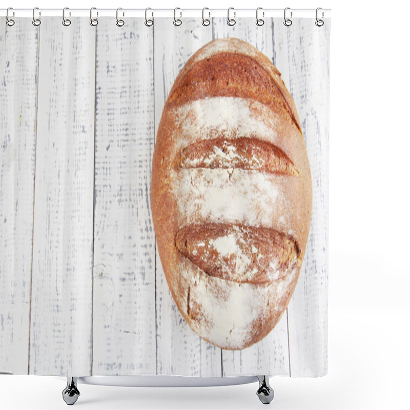 Personality  Rye Bread On Wooden Background Shower Curtains