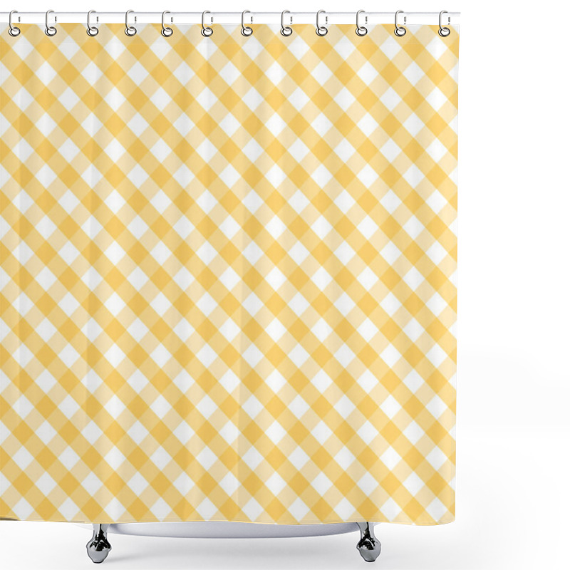 Personality  Seamless Pattern, Vector Includes Swatch That Seamlessly Fills Any Shape, Cross Weave Yellow Pastel Gingham Check Background Shower Curtains