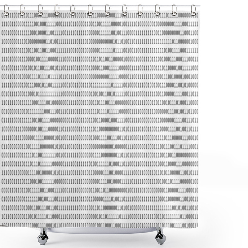 Personality  01 Or Binary Numbers On The Computer Screen On White Monitor Background Metrix, Digital Data Code In Hacker Or Security Technology Concept. Abstract Illustration Shower Curtains