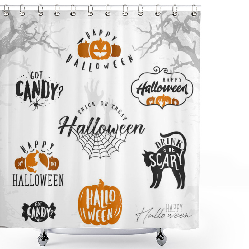 Personality  Halloween Design Elements For Parties, Greeting Cards And Invitations Shower Curtains