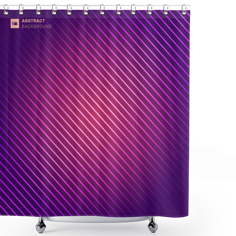 Personality  Abstract Pattern Diagonal Stripes Laser Line Light On Pink And P Shower Curtains