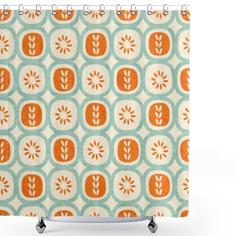 Personality  Abstract Seamless Pattern Of Rounded Squares With Seed Patterns. Retro Style. Shower Curtains