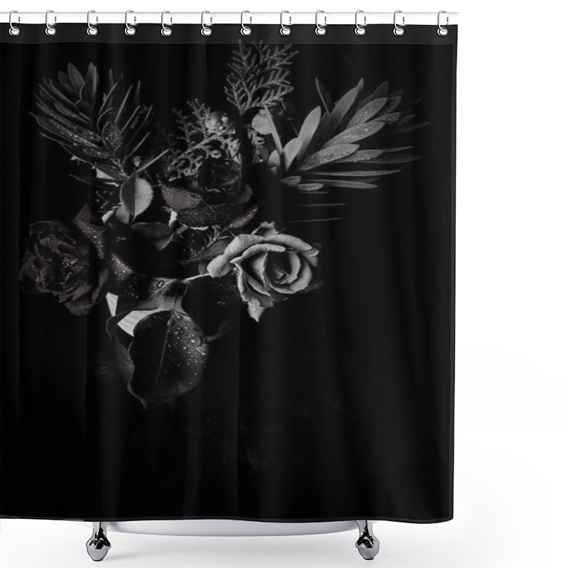 Personality  Black And White Bouquet Studio Backdrop Shot Shower Curtains