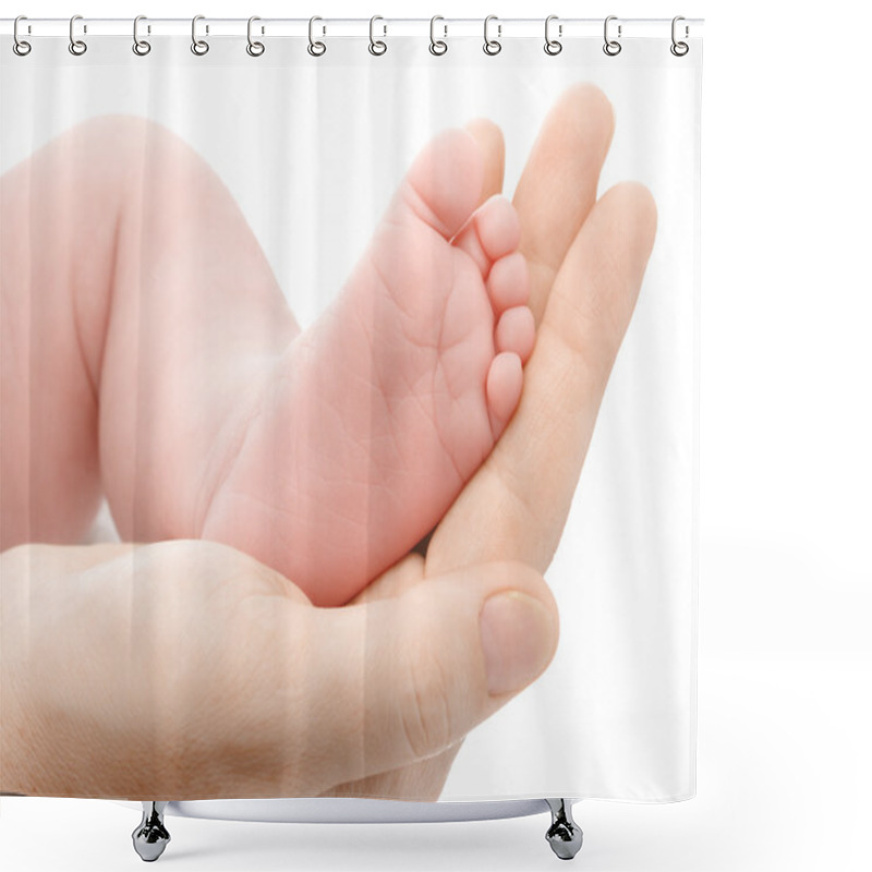 Personality  Mother Holding Her Newborn's Foot Shower Curtains