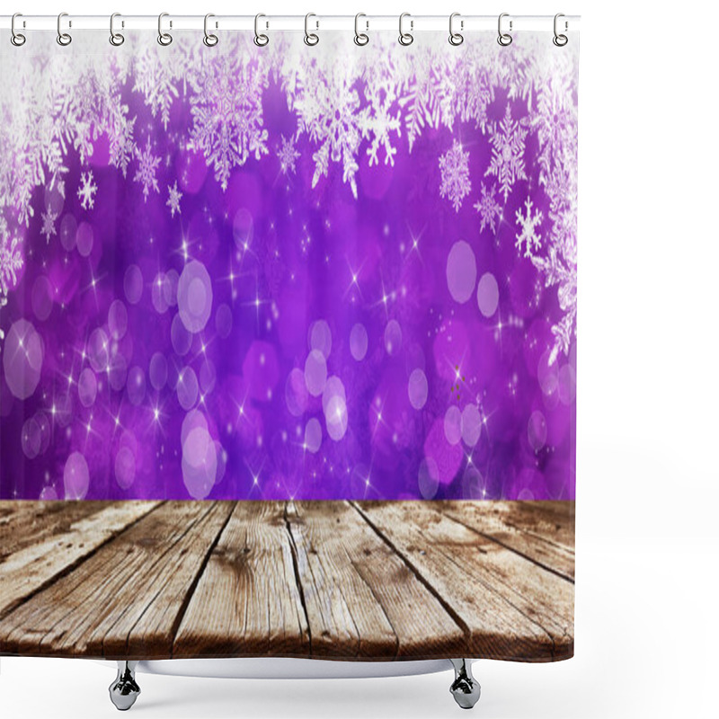 Personality  Empty Old Wooden Table Background - Christmas Background Shower Curtains