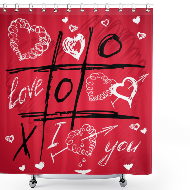 Personality  The Valentine's Day. Red Love Heart. Hand-drawn Icons. Shower Curtains