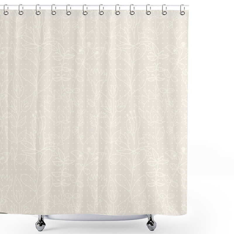 Personality  Beige Background With Silhouettes Of Plants Shower Curtains