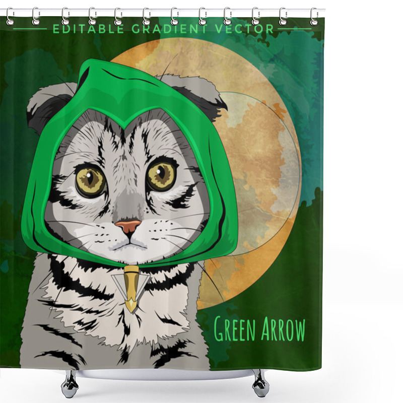 Personality  Cats Superheroes. Green Arrow Shower Curtains