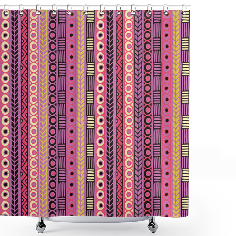 Personality  Ethnicity Seamless Pattern. Boho Style. Ethnic Wallpaper. Tribal Art Print. Old Abstract Borders Background Texture Shower Curtains