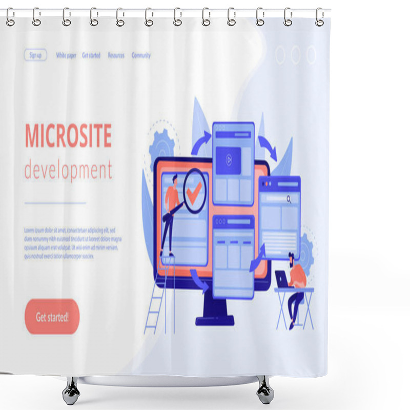 Personality  Microsite Development Concept Landing Page Shower Curtains