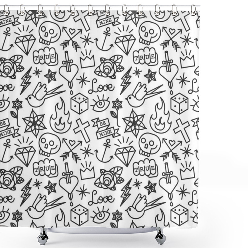 Personality  Tattoo Seamless Pattern Shower Curtains