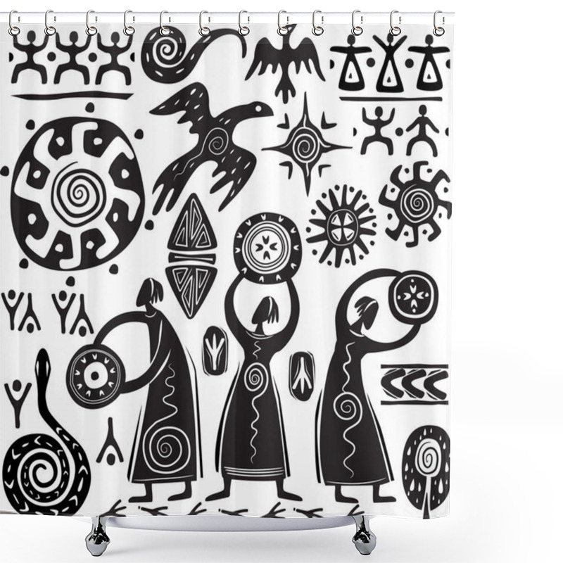 Personality  Elements For Designing Primitive Art Shower Curtains