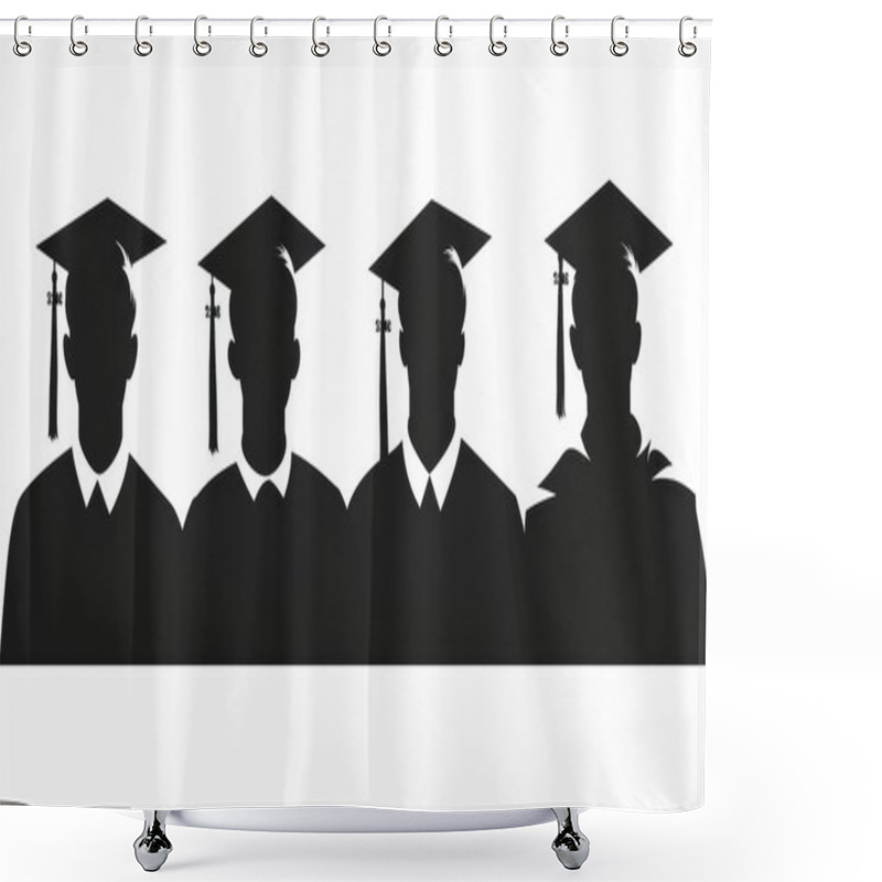 Personality  Four Male Graduates In Caps And Gowns, Representing Achievement And Academic Success. Shower Curtains