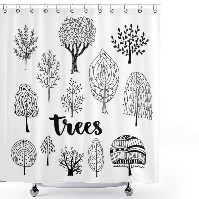 Personality  Trees Vector Set.   Shower Curtains