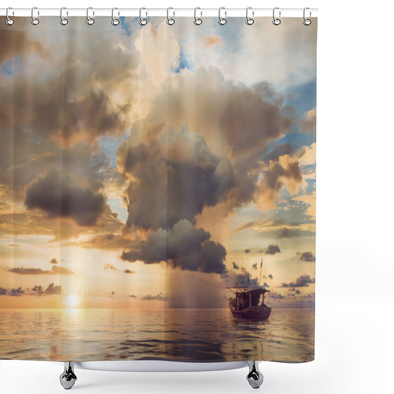 Personality  Sunset Over Calm Sea Shower Curtains