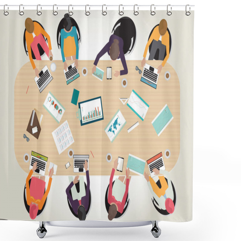 Personality  Business Meeting Conceptual Vector Illustration. Shower Curtains