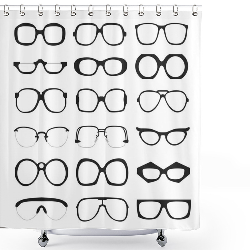 Personality  Vector Set Of Glasses. Retro, Wayfarer, Geek, Hipster Frames. Shower Curtains