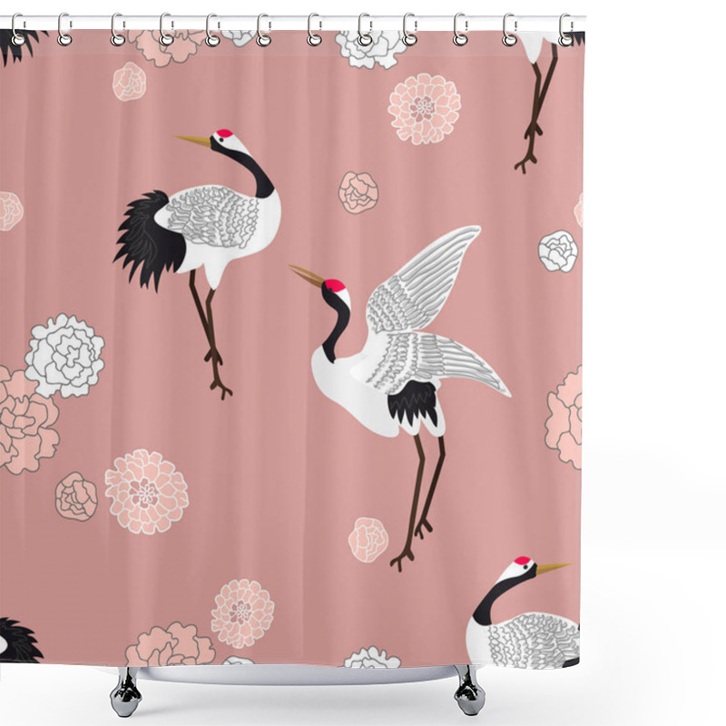 Personality  Cranes And Flowers. Shower Curtains