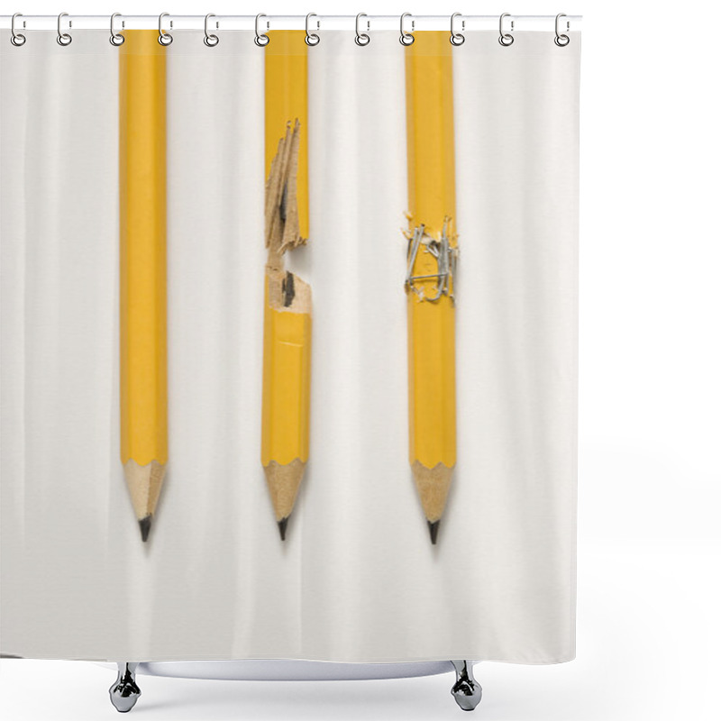 Personality  Pencils On White Background. Shower Curtains