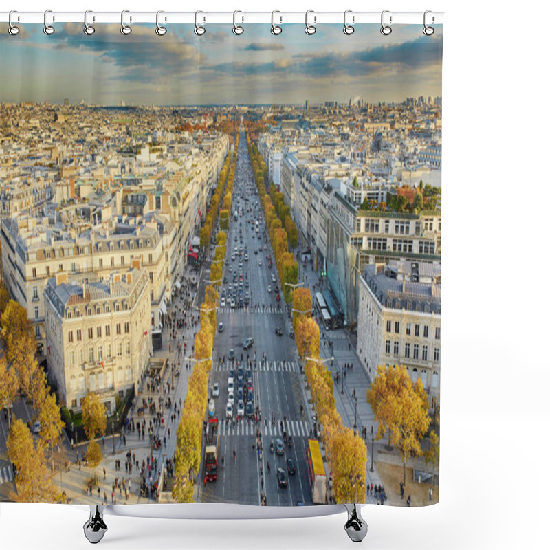 Personality  Aerial Panoramic Cityscape View Of Paris, France On A Fall Day Shower Curtains