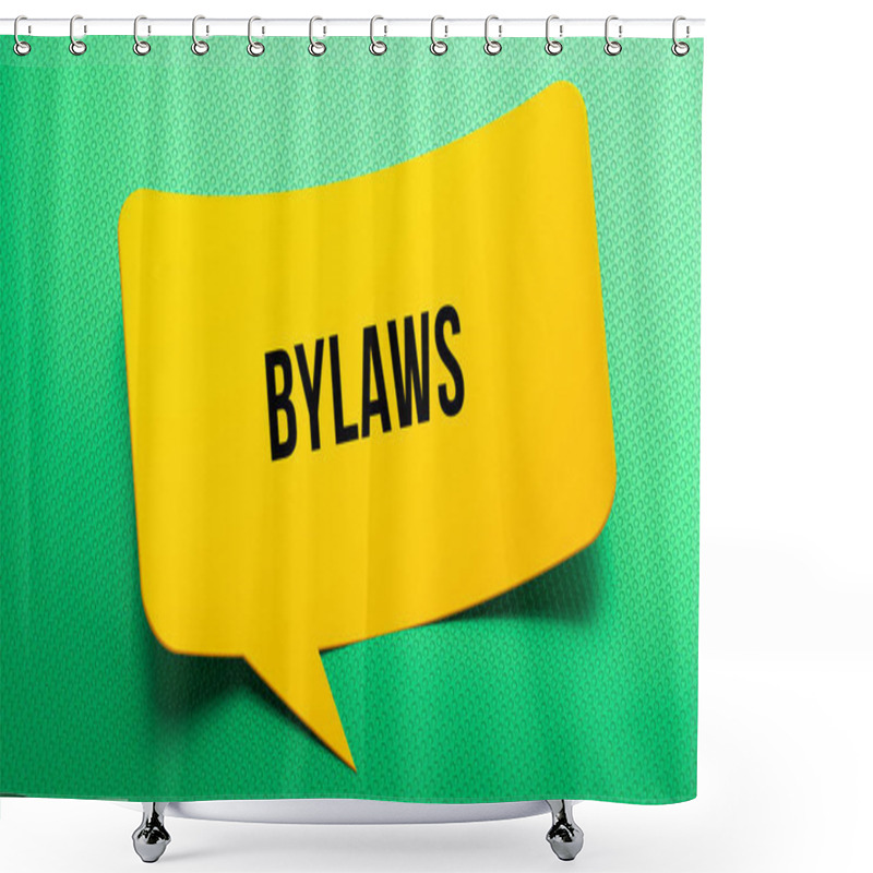 Personality  Bylaws Text Message On The 3D Curve Speech Bubble. Dotted And Green Background Shower Curtains