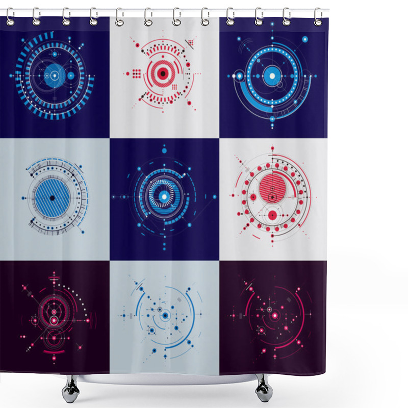 Personality  Set Of Engineering Technological Wallpapers Shower Curtains