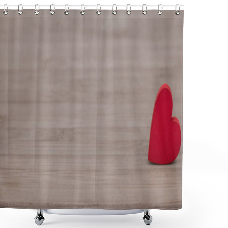 Personality  Red Wooden Heart On Wooden Background. Shower Curtains