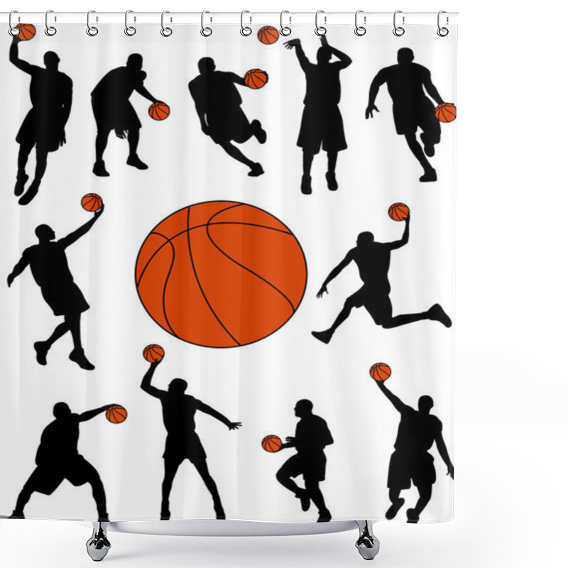 Personality  Basketball Players Silhouettes Shower Curtains