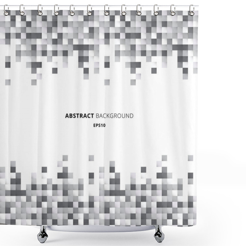 Personality  Abstract Header And Footers Geometric White And Gray Squares Pat Shower Curtains