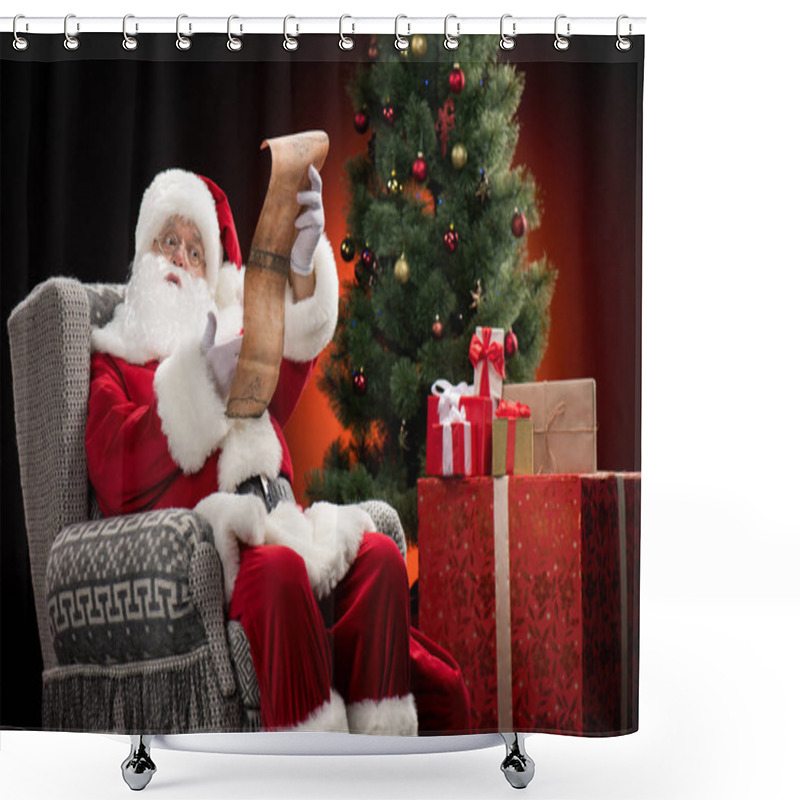 Personality  Santa Claus Reading Wishlist Shower Curtains