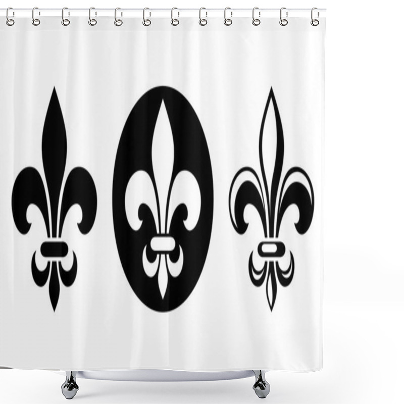 Personality  Fleur-de-lis. Set Of Black Silhouettes Of Lily Flowers. Vector Illustration. Shower Curtains