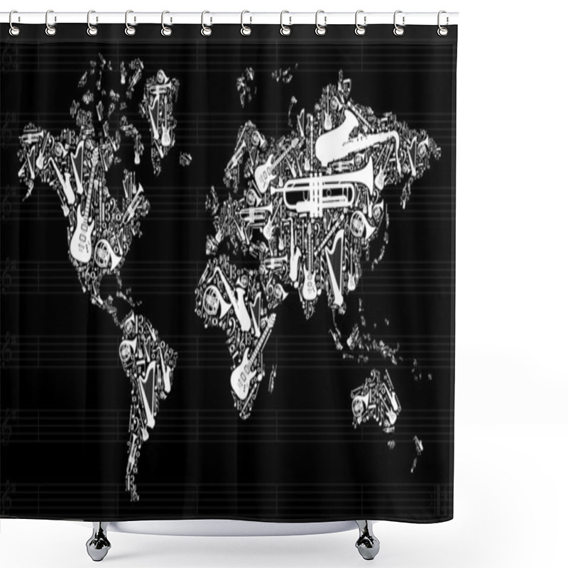 Personality  Music World Map Shower Curtains