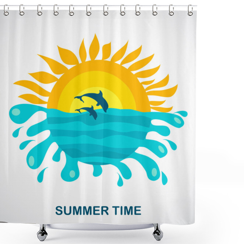 Personality  Sunny View Of Two Jumping Dolphins Shower Curtains