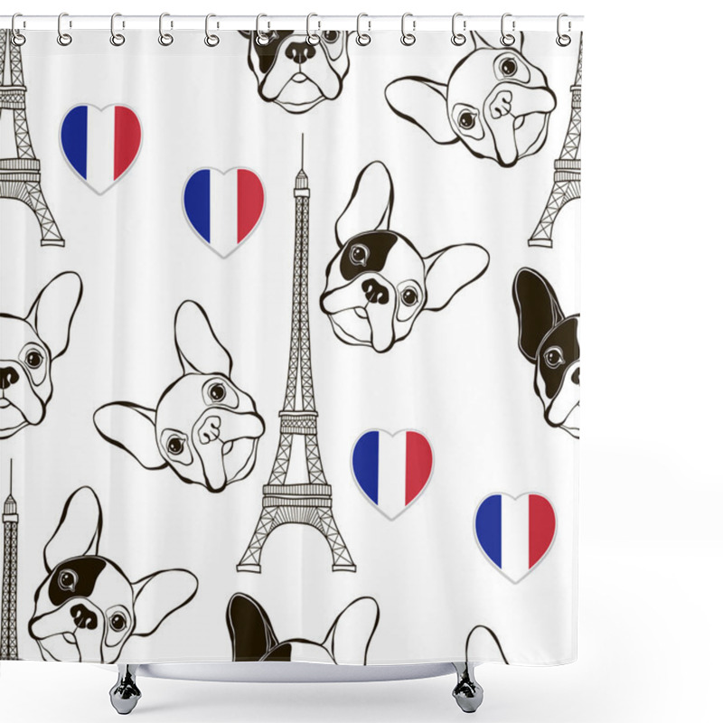 Personality  Seamless Pattern With French Bulldogs Shower Curtains