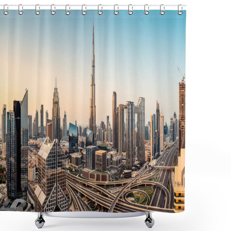 Personality  The Skyline Of Dubai In The Early Morning Hours Shower Curtains